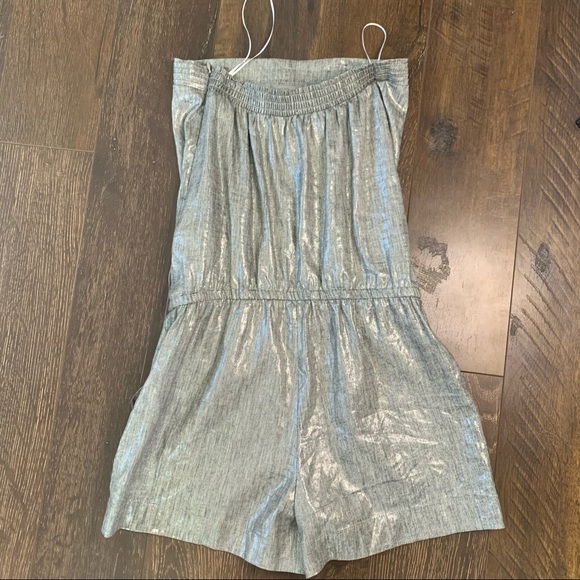 Alice + Olivia Silver Linen Romper - Picture 2 of 7